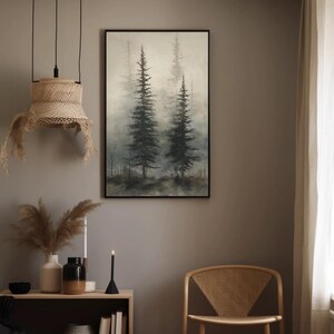 Foggy Pine Tree Forest Canvas Print | Misty Landscape Wall Art | Extra ...