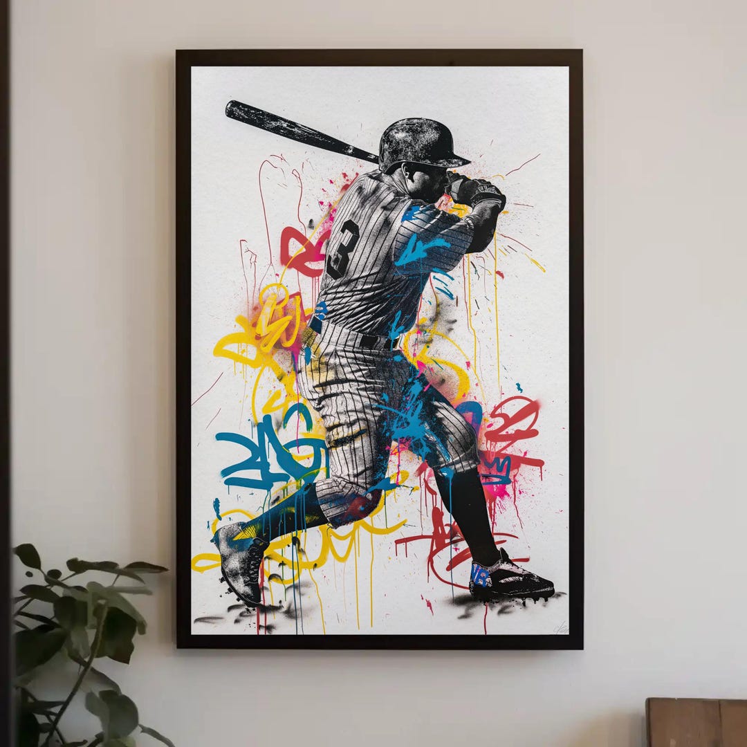 Babe Ruth Baseball Graffiti Canvas | Iconic Sports Legend Wall Art ...