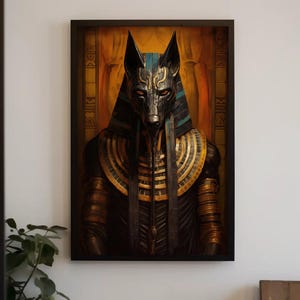 Anubis Ancient Egyptian God Canvas Print, Mystical Funerary Art, Egyptian Mythology Wall Decor, Cultural Egyptian Artwork, Ready to Hang