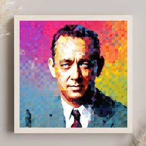 Tom Hanks Pop Art Canvas, Tom Hanks Framed Print, Tom Hanks Wall Art, Tom Hanks Poster, Tom Hanks Modern Art, Ready to Hang, Home Decor