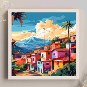 El Salvador Art Painting | Salvadorian Town | El Salvador Wall Art | Salvadorian Decor Prints | Salvadorian Home Decor | Wall Art