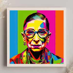 Ruth Bader Ginsburg Pop Art Canvas, Ruth Bader Ginsburg Framed Print, Ruth Bader Ginsburg Wall Art, Modern Art, Ready to Hang, Home Decor
