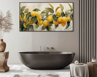 Lemon Tree Botanical Canvas Print, Sunny Kitchen Wall Art