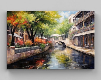 San Antonio Riverwalk Canvas Print, Texas Wall Art