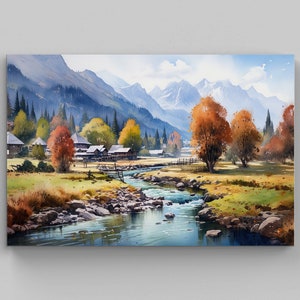 Kashmir Valley Watercolor Print, India Painting, Srinagar Wall Art, Kashmiri Wall Decor, Indian Art, Kashmir Wall Art