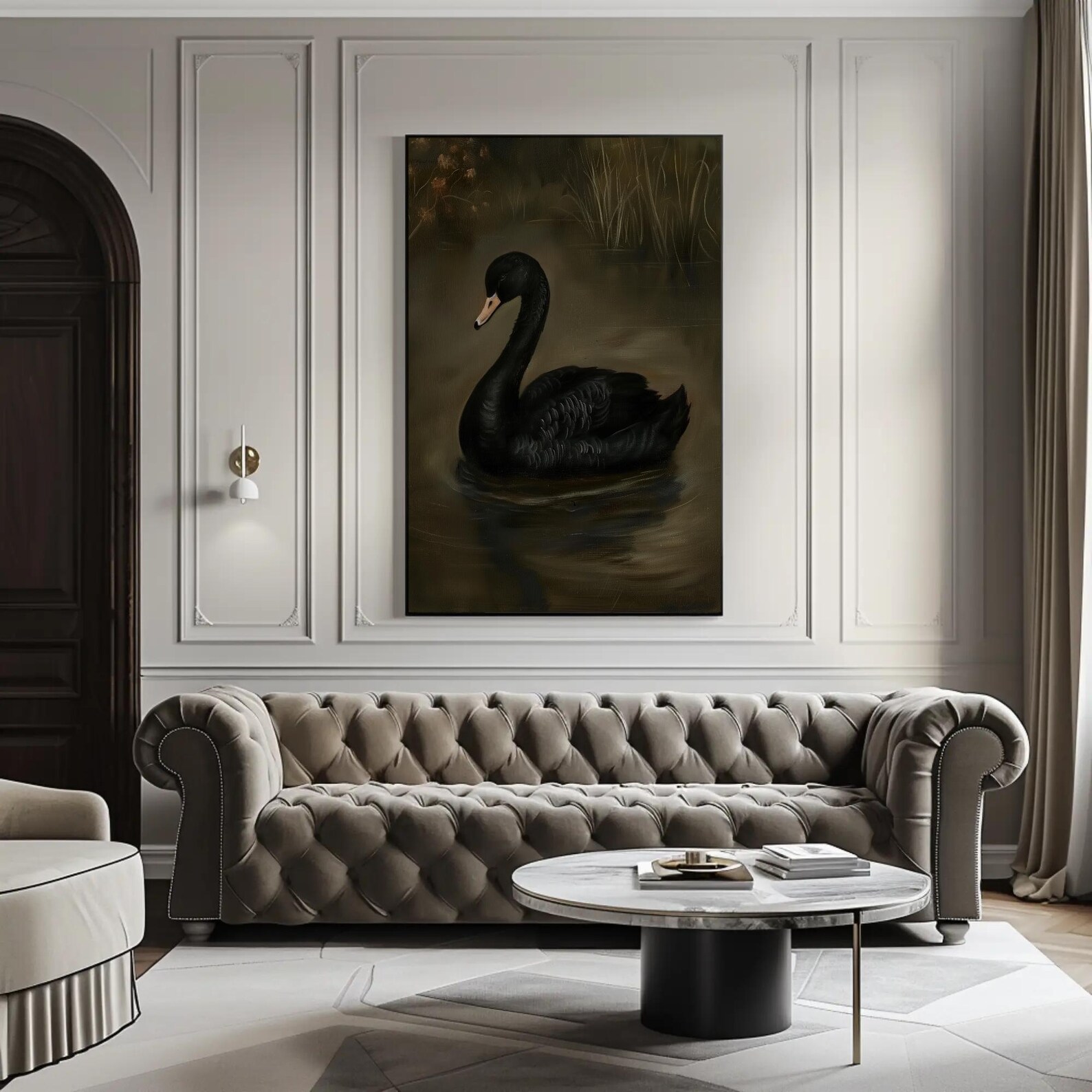 Dark Moody Vintage Black Swan Canvas Print - Elegant Gothic Wall Art ...