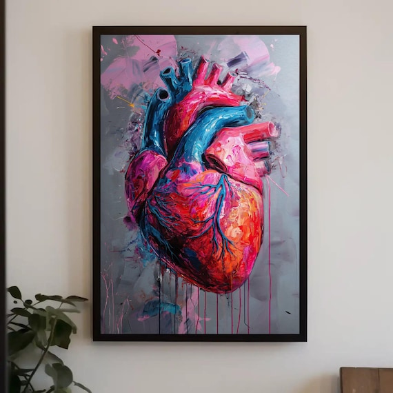 Abstract Human Heart Painting | Framed Medical Canvas Art - Etsy 日本