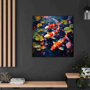 Koi Fish Pond Canvas Print, Colorful Asian Wall Art - Etsy