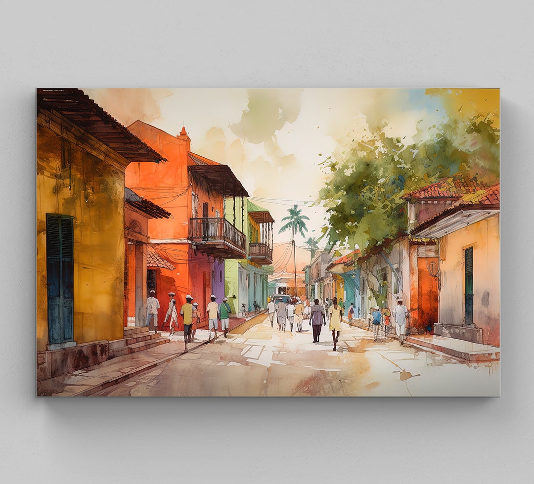 Dominico Landscape Art, Dominican Republic Oil Painting, Caribbean Art