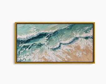 Teal Ocean Wave Canvas Print – Modern Coastal Wall Art