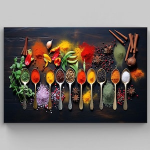 Herbs And Spices Large Canvas Kitchen Decor Print Modern Decor Framed Print Wall Art