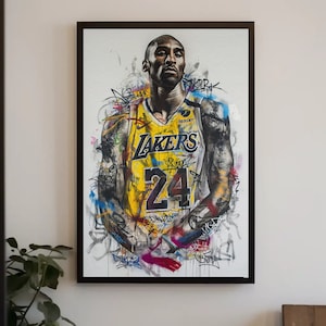 Kobe bryant grafitti canvas print | man cave decor | kobe bryant print | nba wall art | basketball lover | lakers kobe bryant wall art