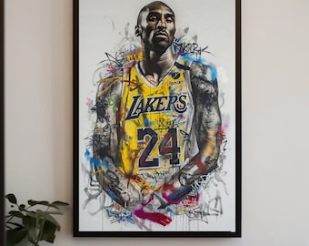 Kobe bryant grafitti canvas print | man cave decor | kobe bryant print | nba wall art | basketball lover | lakers kobe bryant wall art