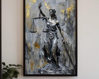 Lady Justice Framed Canvas Print, Legal Office Decor