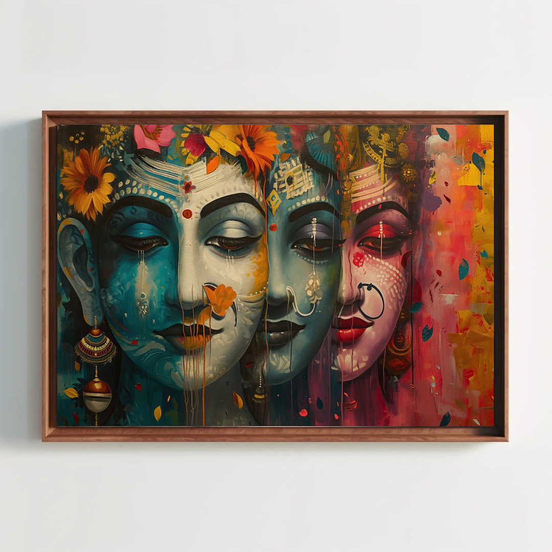 Indian Wall Art Decor Canvas Print, Abstract Faces Indian Wall Decor — free download