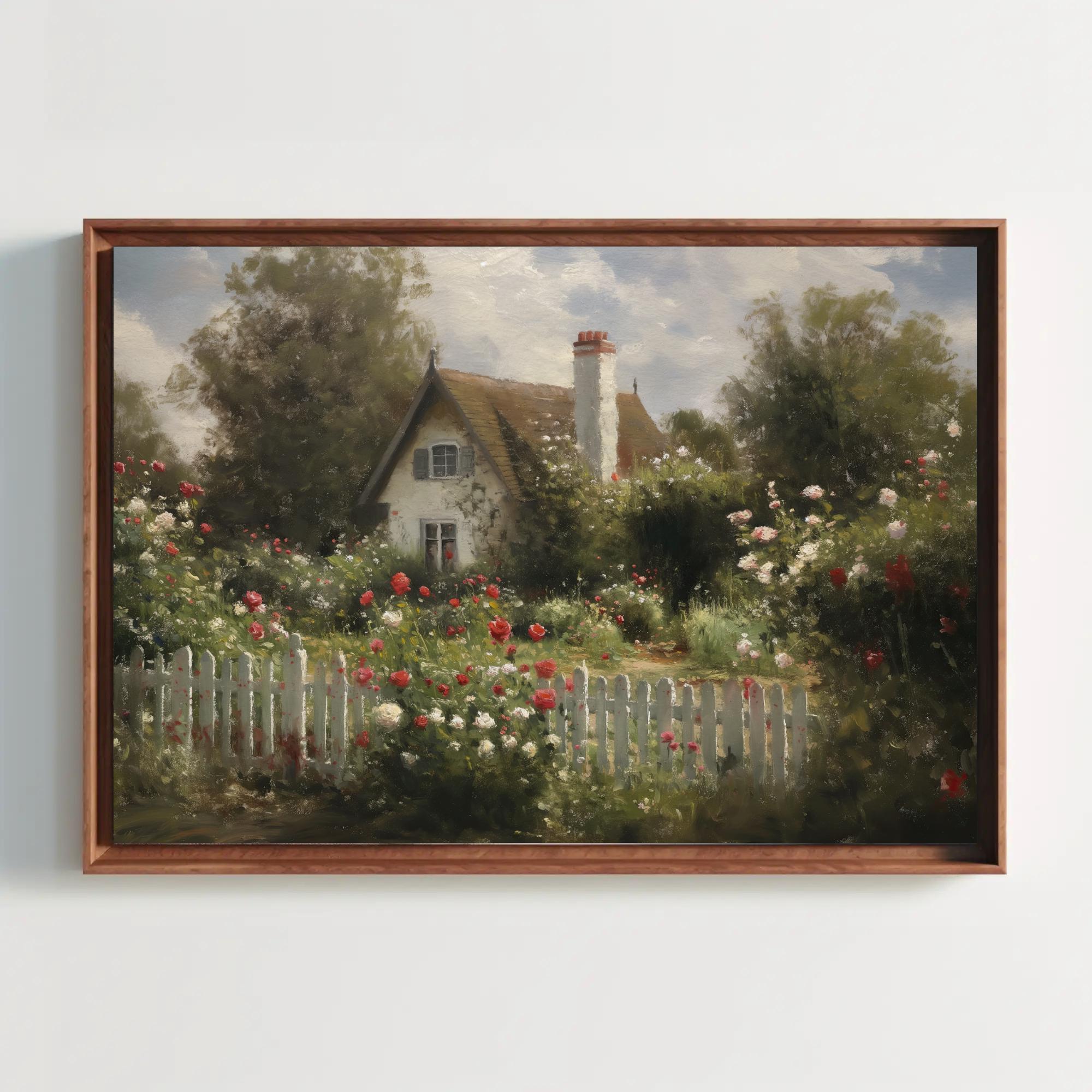 Framed Cottage Garden Canvas Print, Vintage Farmhouse Wall Art - Etsy