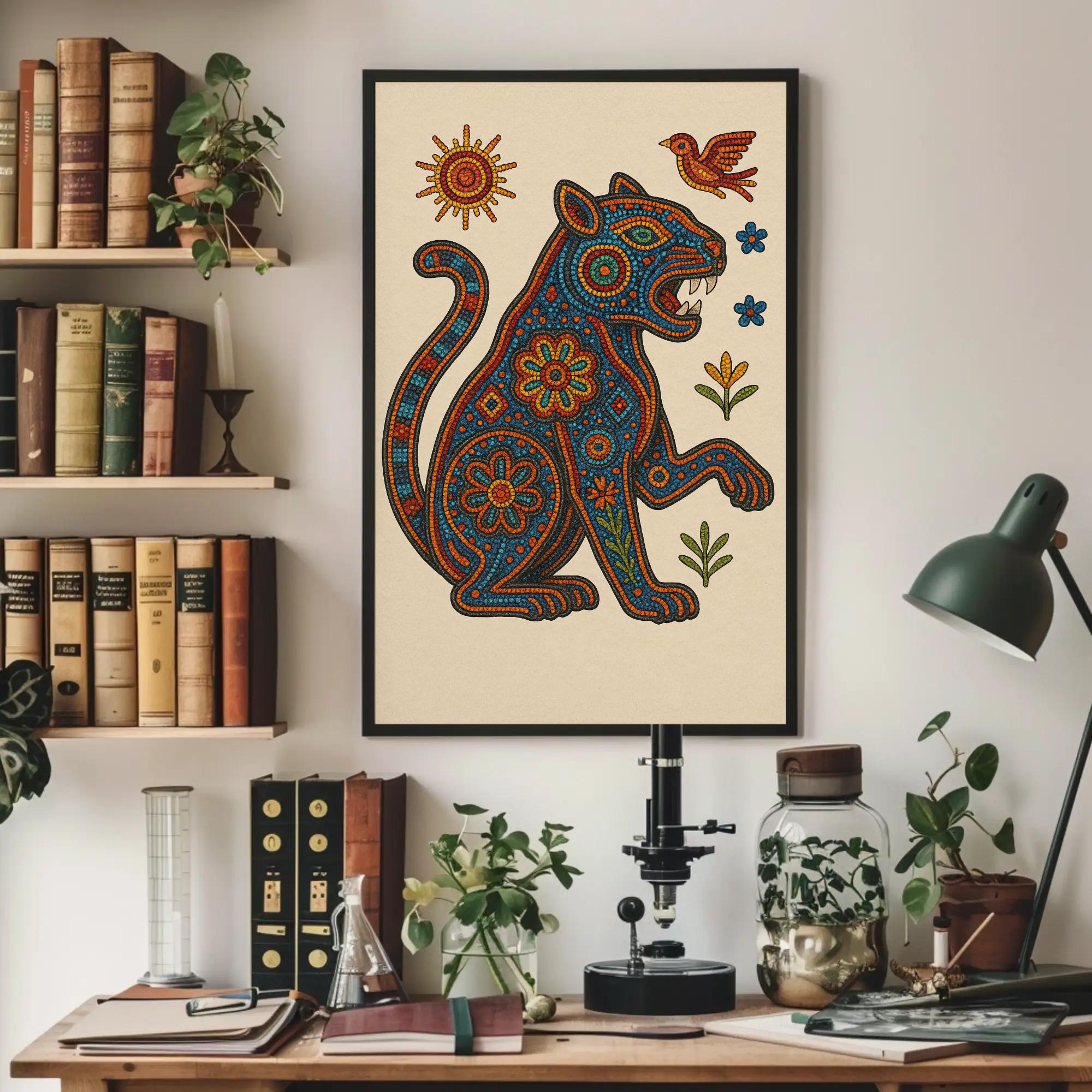 Huichol Jaguar Canvas Print | Mexican Folk Art, Boho Home Decor - Etsy