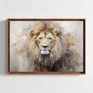 Lion Portrait Painting - Abstract Wildlife Canvas Wall Art image 1