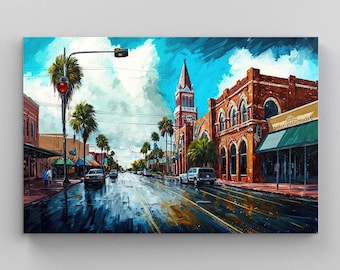 Canvaskunstdruk Ybor City, kunstwerk Tampa Florida