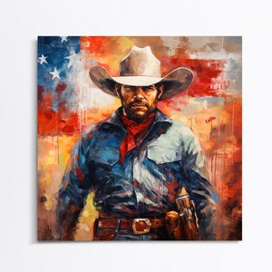 Texas Cowboy Print, Texas Wall Art, USA Wall Art, US Flag Wall Art, Cowboy Wall Art, American Art