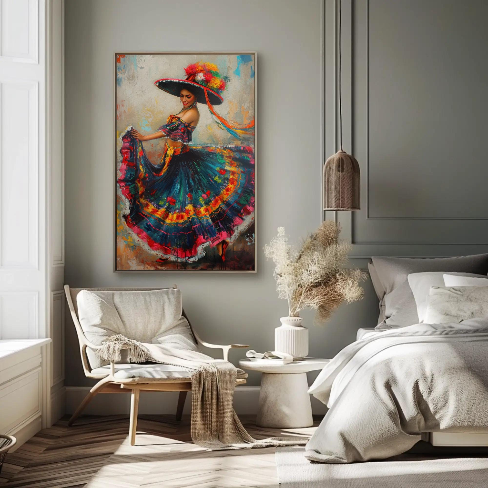 Mexican Folk Art Canvas Print - Framed Woman Wall Art - Etsy