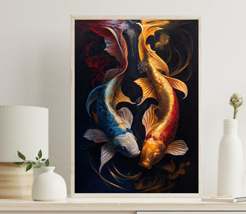 Abstract Koi Fish Canvas Print - Modern Wall Art - Etsy