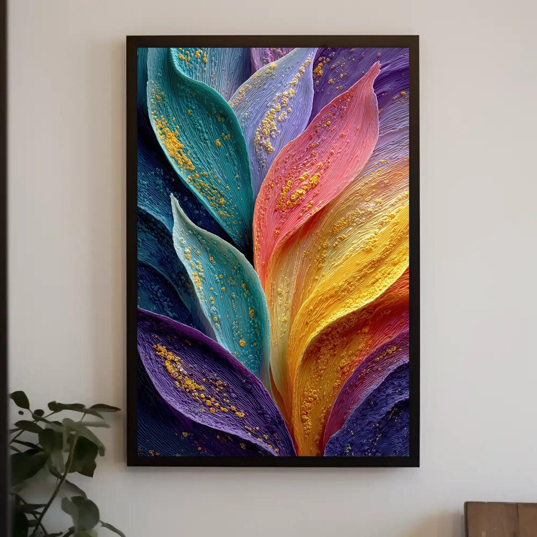 Rainbow Petals Canvas Print | Textured Abstract Floral Wall Art - Etsy