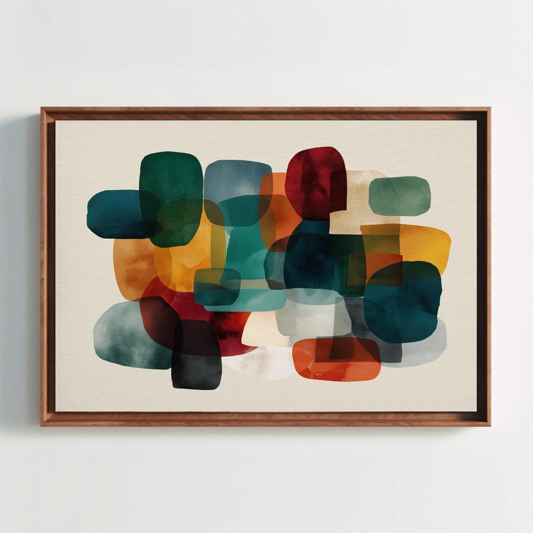 Mid-Century Modern Color Block Canvas Print – Geometric Minimalist Art ...