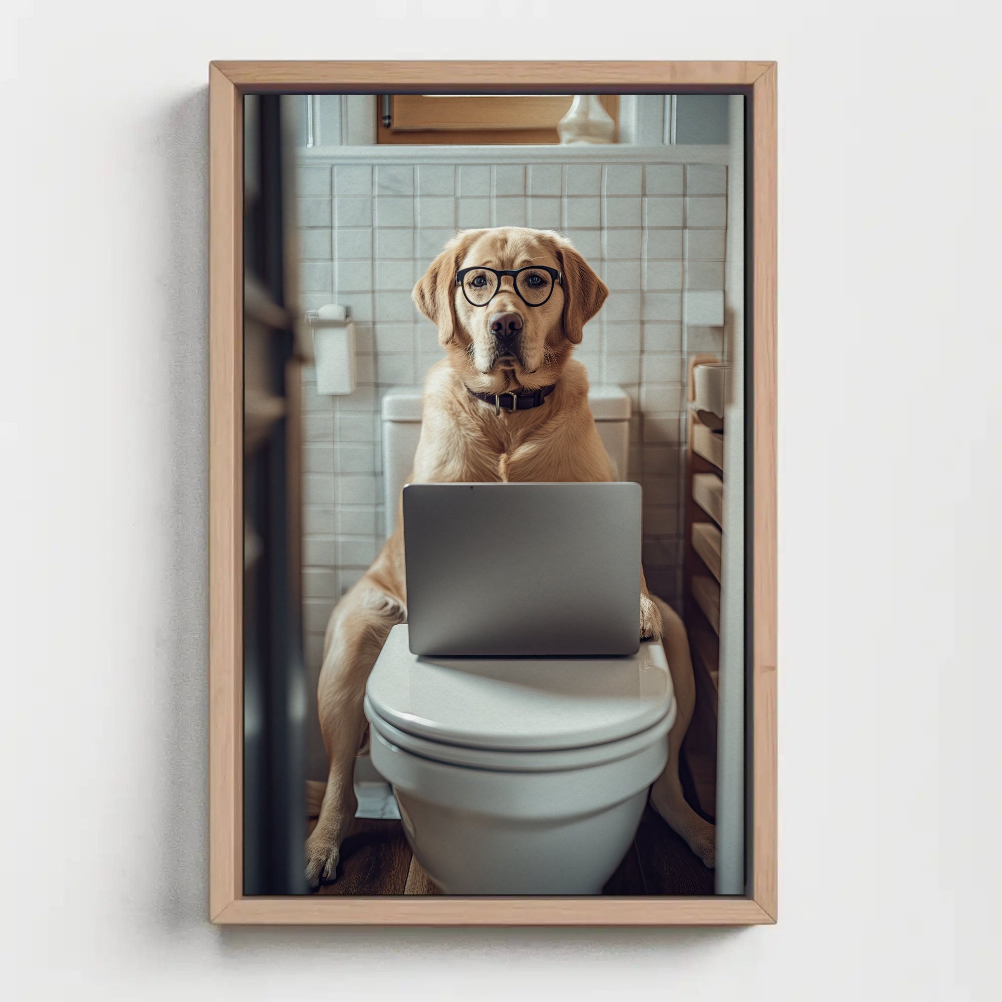 Toilet Lid Sticker Funny German Shepherd - Removable Bathroom Decal With Humor Dog Design Funny Bathroom Decal