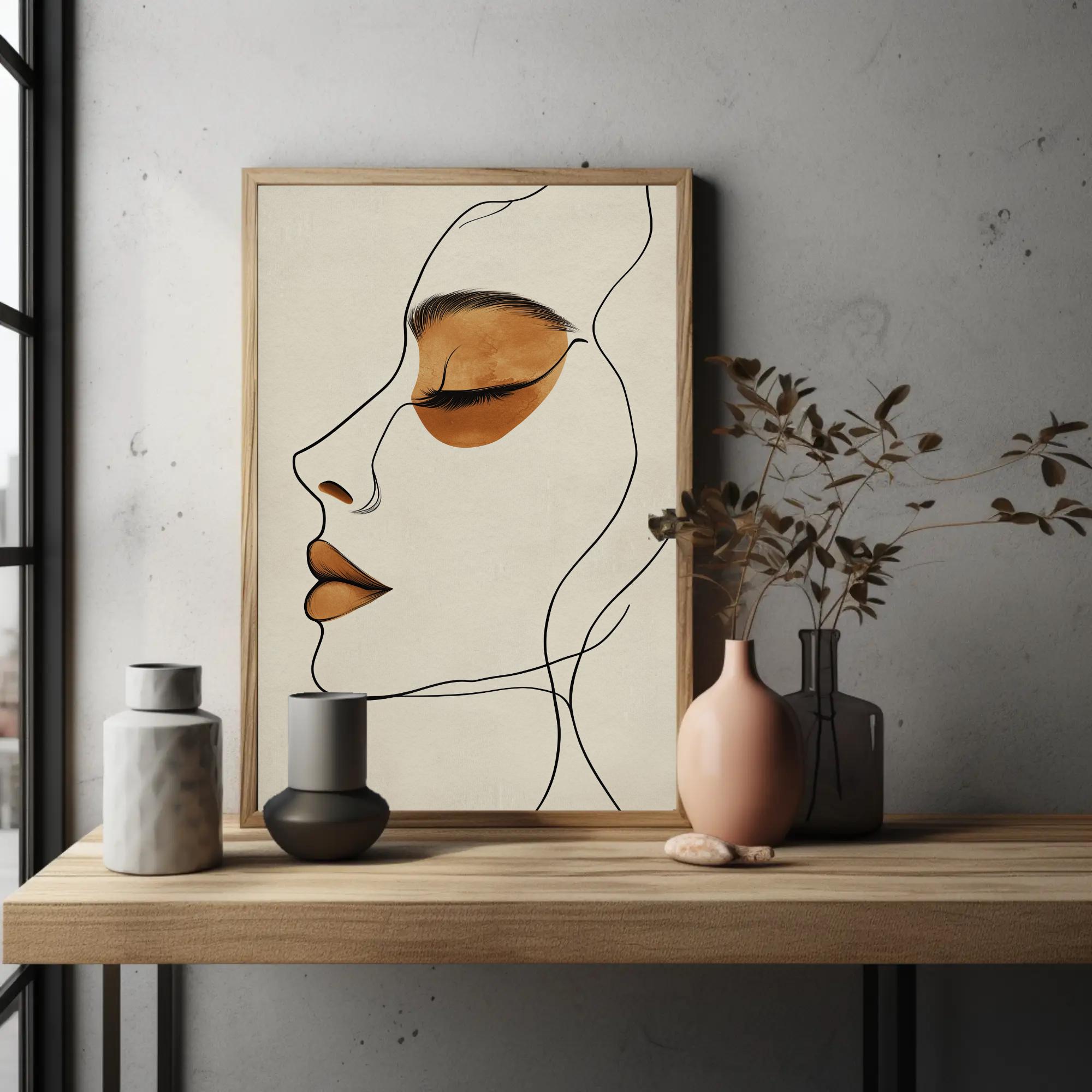 Minimalist Woman Face Line Art Canvas Print, Boho Japandi Wall Decor - Etsy