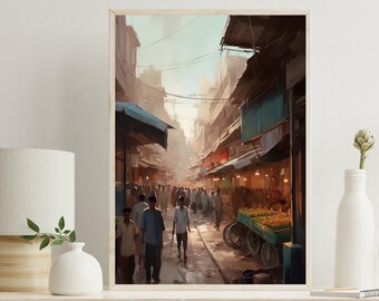 Lahore Market Canvas Print | Pakistani Scenery Wall Art