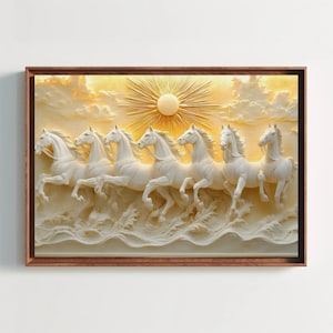 Seven Running Horses Canvas Print | 7 Horse Vastu Wall Art Decor