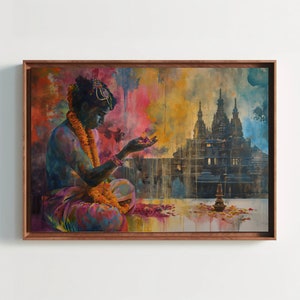 India Temple Spiritual Canvas Print, India Wall Decor, Indian Gift, Indian Painting, Spiritual Religious Wall Decor, Hinduism Art