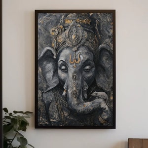 Ganesha mit seiner Haustier Ratte Leinwanddruck | Ganesha Wand Kunst | Ganesh ji Malerei | Hindu Gott Wandkunst | Indischer Gott Kunstwerk | Fertig zum Aufhängen
