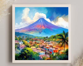 El Salvador Mountain Canvas Print, San Salvador Art View