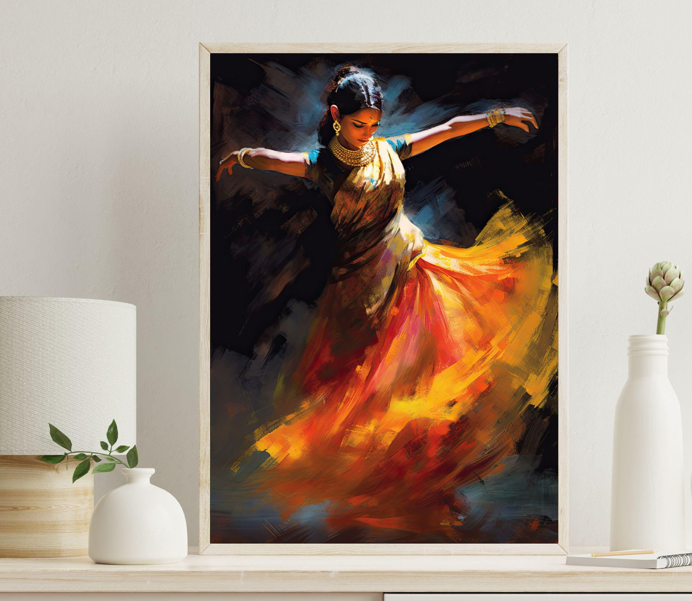 Dancing Indian Girl Painting India Home Decor Print Indian Painting gift Classical Dance Lover Gift