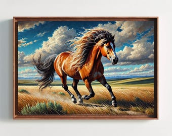 Mustang Horse Canvas Print | Framed Rustic Farmhouse Decor