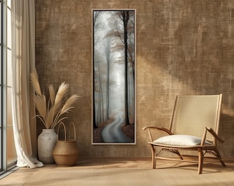 Foggy Forest Canvas Print, Tall Trees Nature Wall Art, Framed