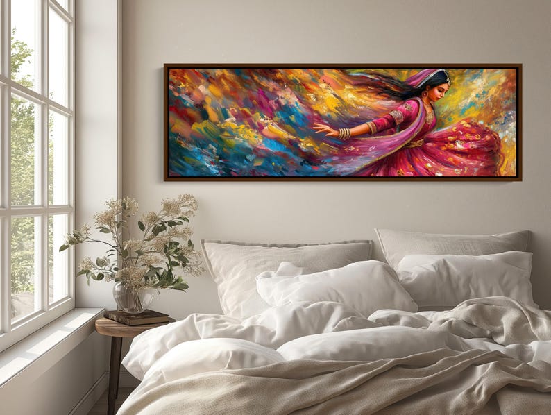a painting of a woman dancing on a bed