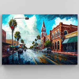 Ybor city Canvas art print, Ybor City Art, Tampa Florida Art, Tampa Florida Decor, Florida Artwork, Ybor City Florida, ybor city Poster