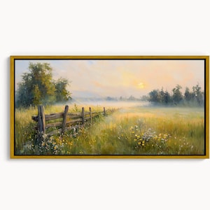 Farmhouse Sunrise Canvas Art, Rustic Country Landscape, Framed or Unframed