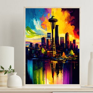 Seattle Wall Art, Seattle Canvas, Seattle Photo, Seattle Tower Poster Print, Seattle City Painting, Washington Wall Decor, USA