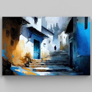 Chefchaouen Art  Blue City Morocco Moroccan Wall Art Painting Home Decor & Art Deco  Unique Designs with Vibrant Colors  Moroccan Art