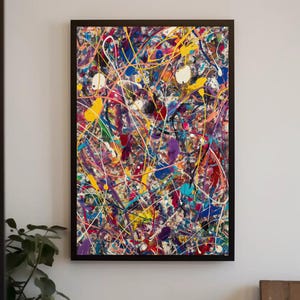 Abstract Canvas Print Colorful Splatters Painting Paint Splash Abstract Painting Wall Art Modern Canvas Wall Decor Framed Ready To Hang