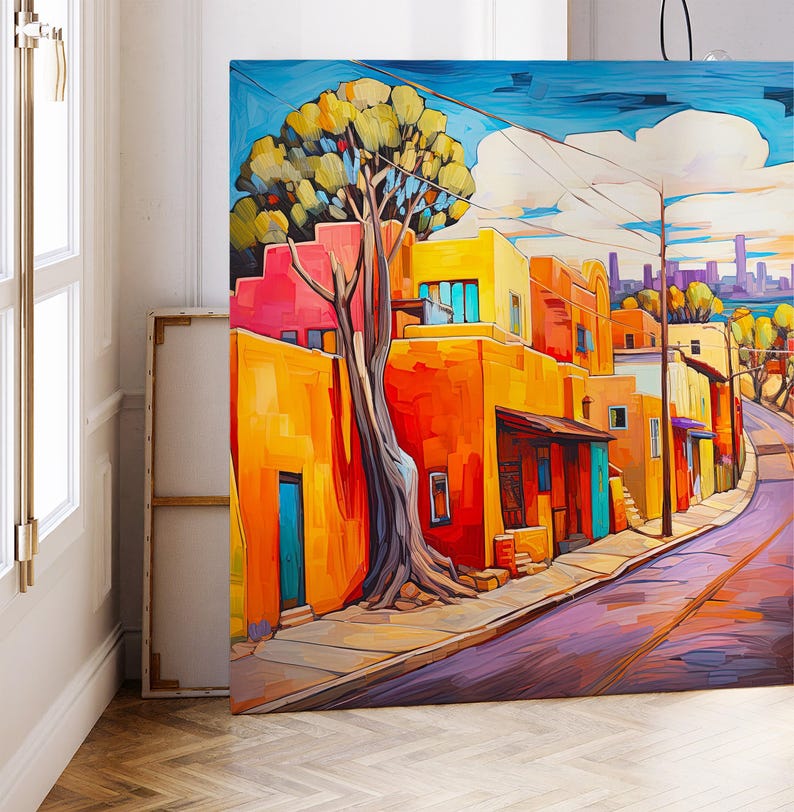 Santa Fe Street Art Canvas Print, New Mexico Home Decor image 5