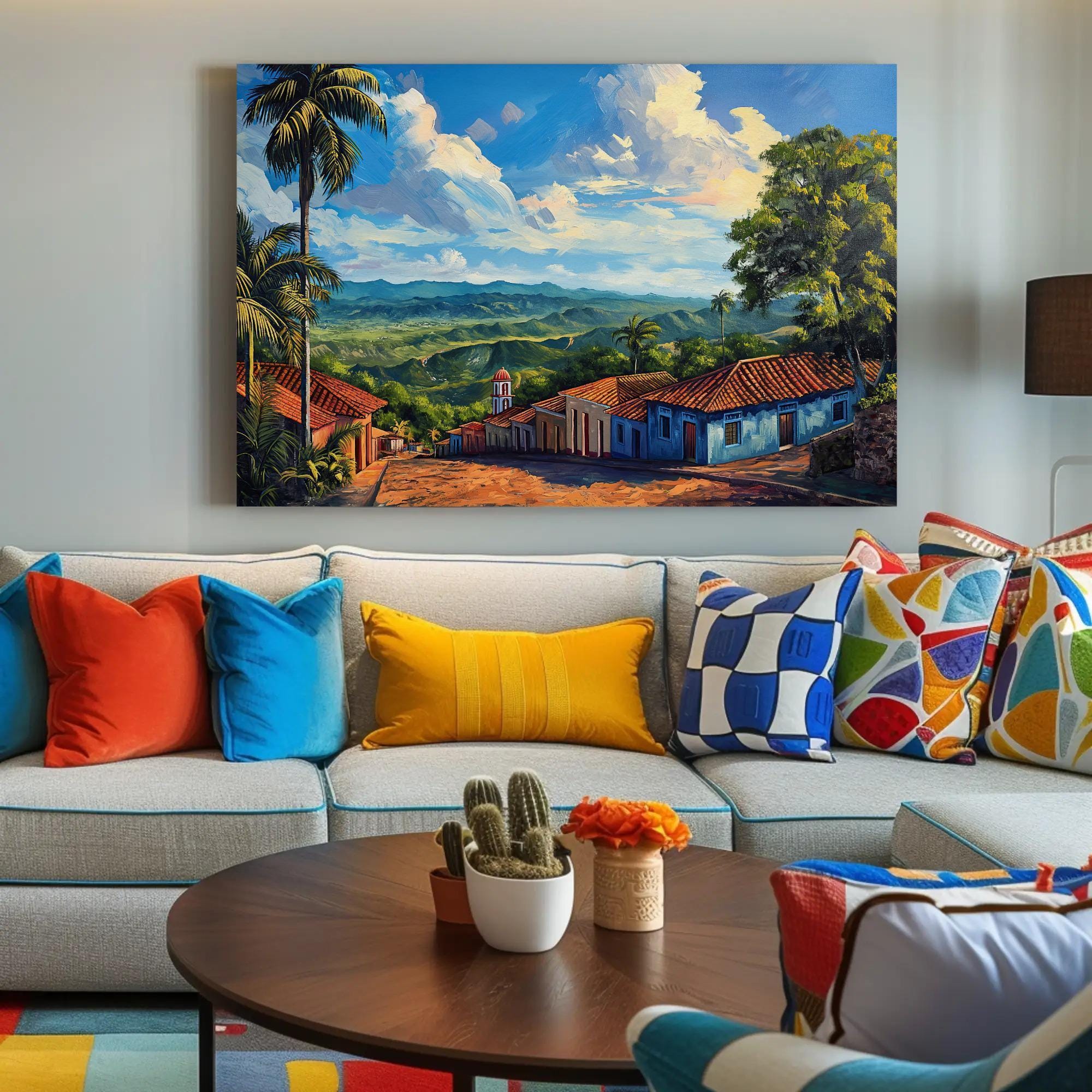 Puerto Rico Mountain Farms Canvas Print, Caribbean Landscape Wall
