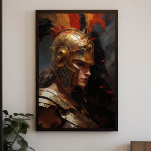 Athena Greek Goddess of War Canvas Painting - Large Print - Goddess Art - Greek Mythology Poster - Greek God Art