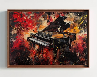Grand Piano Canvas Print – Abstract Music Room Wall Art