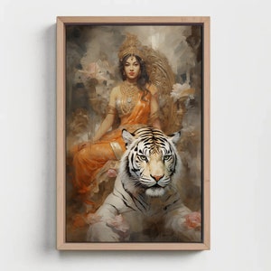 Indian Goddess Durga Painting Large Canvas Print Hindu Goddess Wall Art Mata Durga Painting Indian Painting India Religious Wall Art