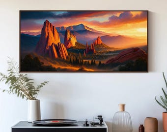 Pikes Peak Sunset Canvas Print – Garden of the Gods, Colorado Art
